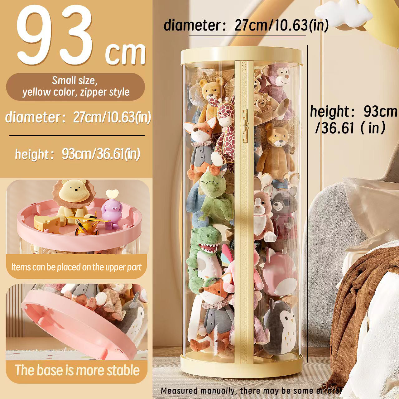 Children Dolls Plush Toys, Transparent Storage Box, Perfect for Christmas, Halloween Decor, Storage Cylinder with Lid