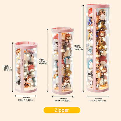 Children Dolls Plush Toys, Transparent Storage Box, Perfect for Christmas, Halloween Decor, Storage Cylinder with Lid