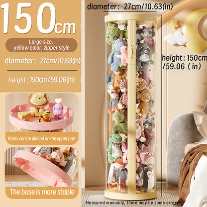 Children Dolls Plush Toys, Transparent Storage Box, Perfect for Christmas, Halloween Decor, Storage Cylinder with Lid