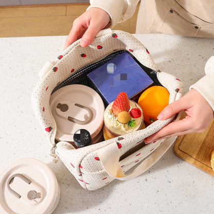 Cute Floral Printed Food Handbags Portable Thermal Lunch Bag Office Cooler Ice Insulated Case Durab 1