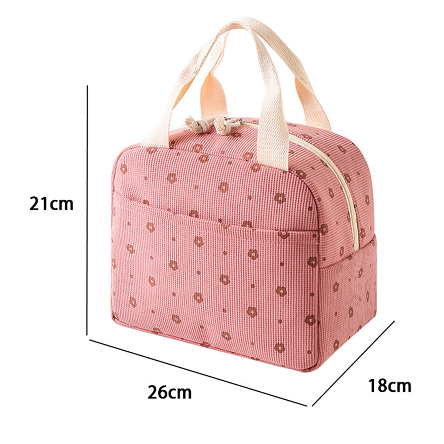 Cute Floral Printed Food Handbags Portable Thermal Lunch Bag Office Cooler Ice Insulated Case Durab 2