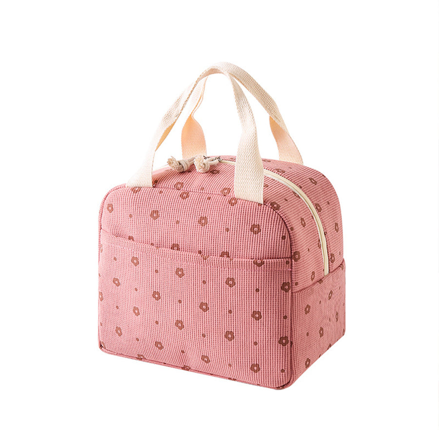 Cute Floral Printed Food Handbags Portable Thermal Lunch Bag Office Cooler Ice Insulated Case Durab 4