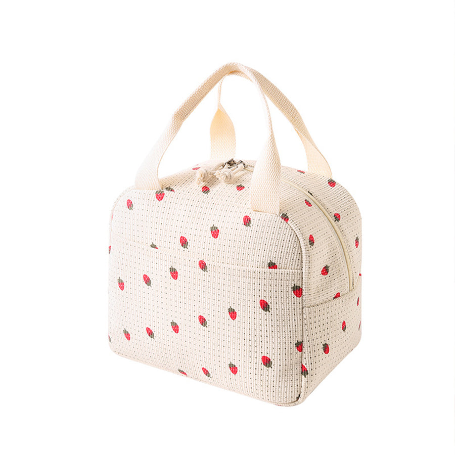 Cute Floral Printed Food Handbags Portable Thermal Lunch Bag Office Cooler Ice Insulated Case Durab 5
