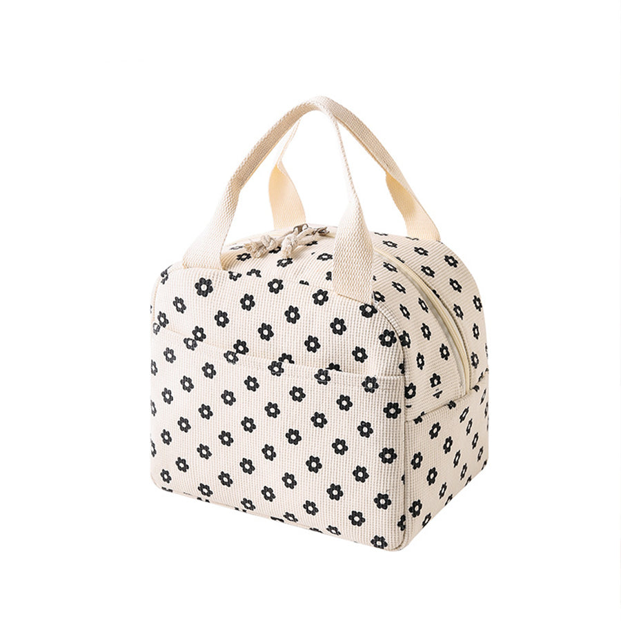 Cute Floral Printed Food Handbags Portable Thermal Lunch Bag Office Cooler Ice Insulated Case Durab 6