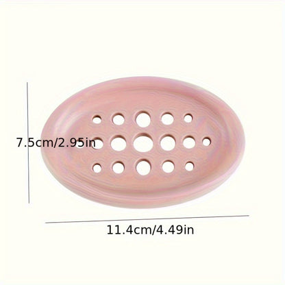 Self Draining Oval Silicone Soap Dish, Sink Counter Organizer, Multifunctional Bathroom Storage Rack Holder Tray