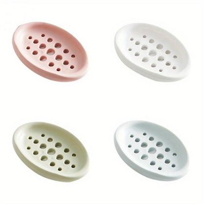 Self Draining Oval Silicone Soap Dish, Sink Counter Organizer, Multifunctional Bathroom Storage Rack Holder Tray