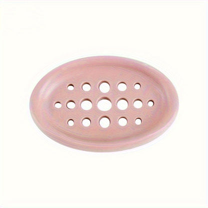 Self Draining Oval Silicone Soap Dish, Sink Counter Organizer, Multifunctional Bathroom Storage Rack Holder Tray