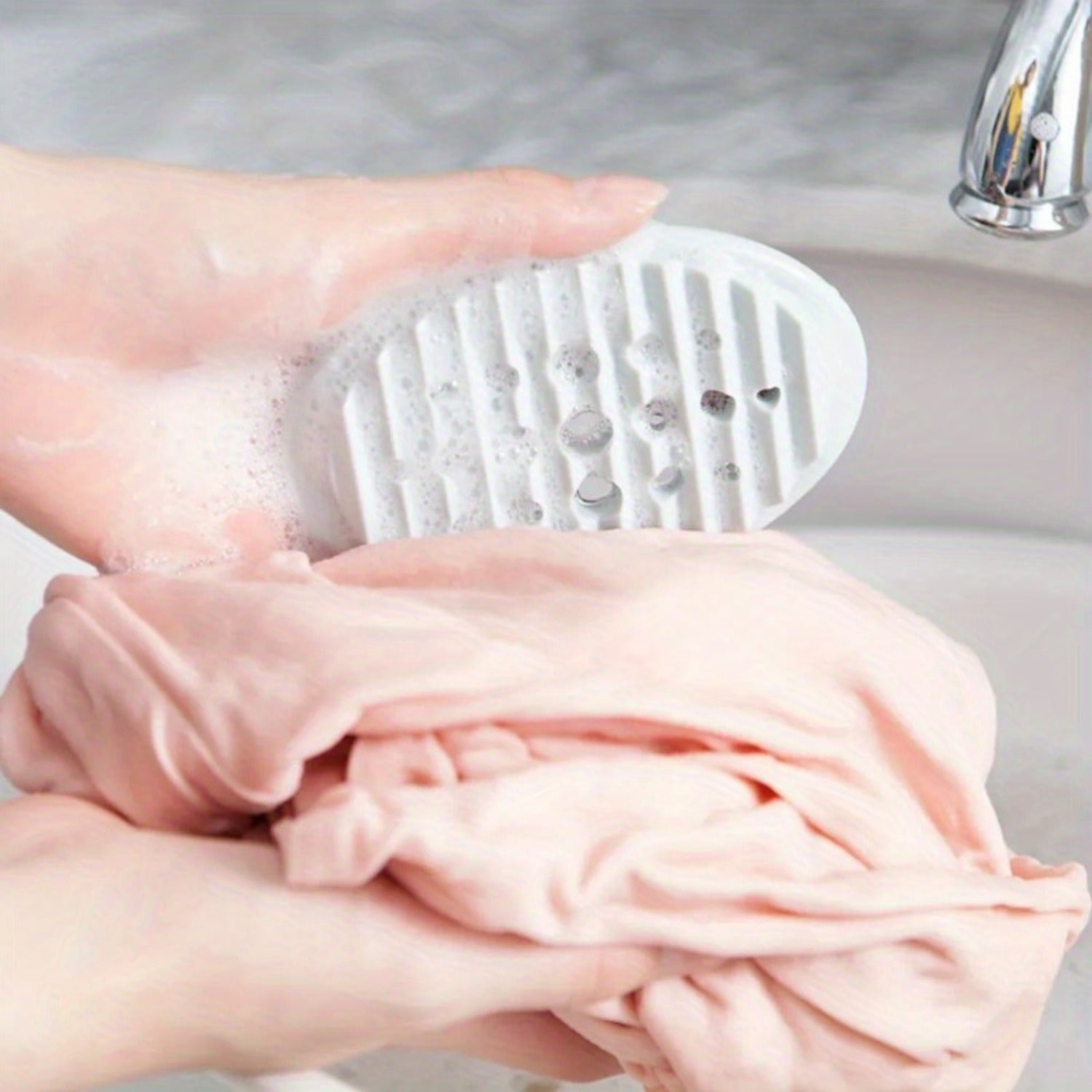 Self Draining Oval Silicone Soap Dish, Sink Counter Organizer, Multifunctional Bathroom Storage Rack Holder Tray