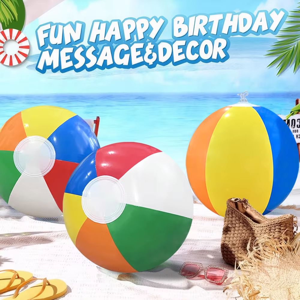 SplashFest Inflatable Beach Ball Set 4Pack  Colorful Pool  Party Water Games 5
