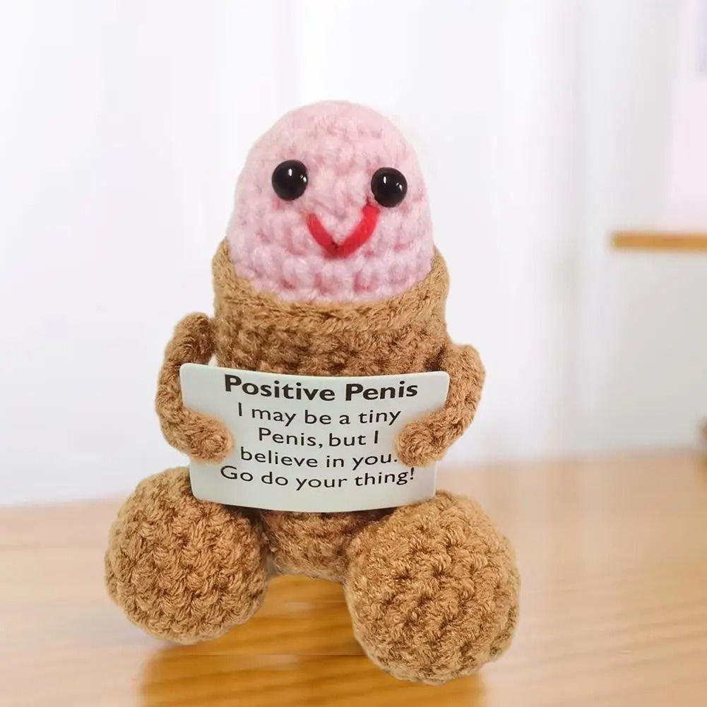 Handmade Crochet Encouragement Doll Funny Wool Plush Toy