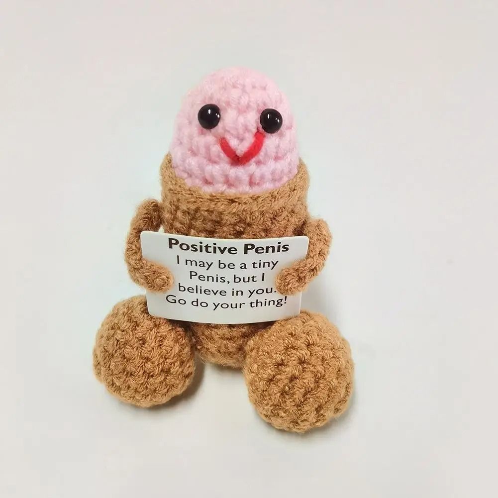 Handmade Crochet Encouragement Doll Funny Wool Plush Toy 1