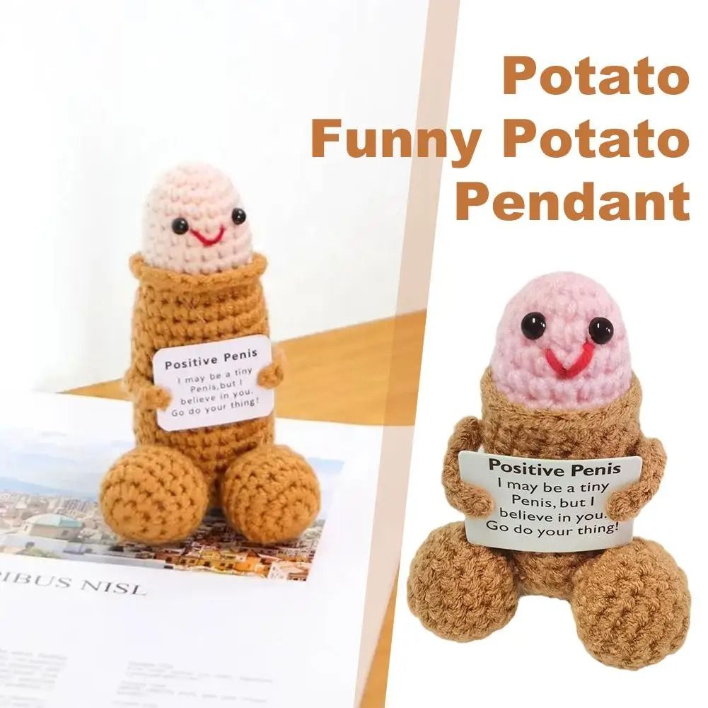 Handmade Crochet Encouragement Doll Funny Wool Plush Toy 3