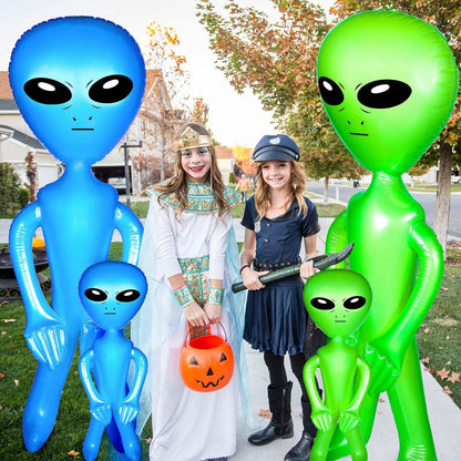 CosmicFun Inflatable Alien Duo – 2-Pack PVC Toys for Halloween, Thanksgiving & Christmas Decor