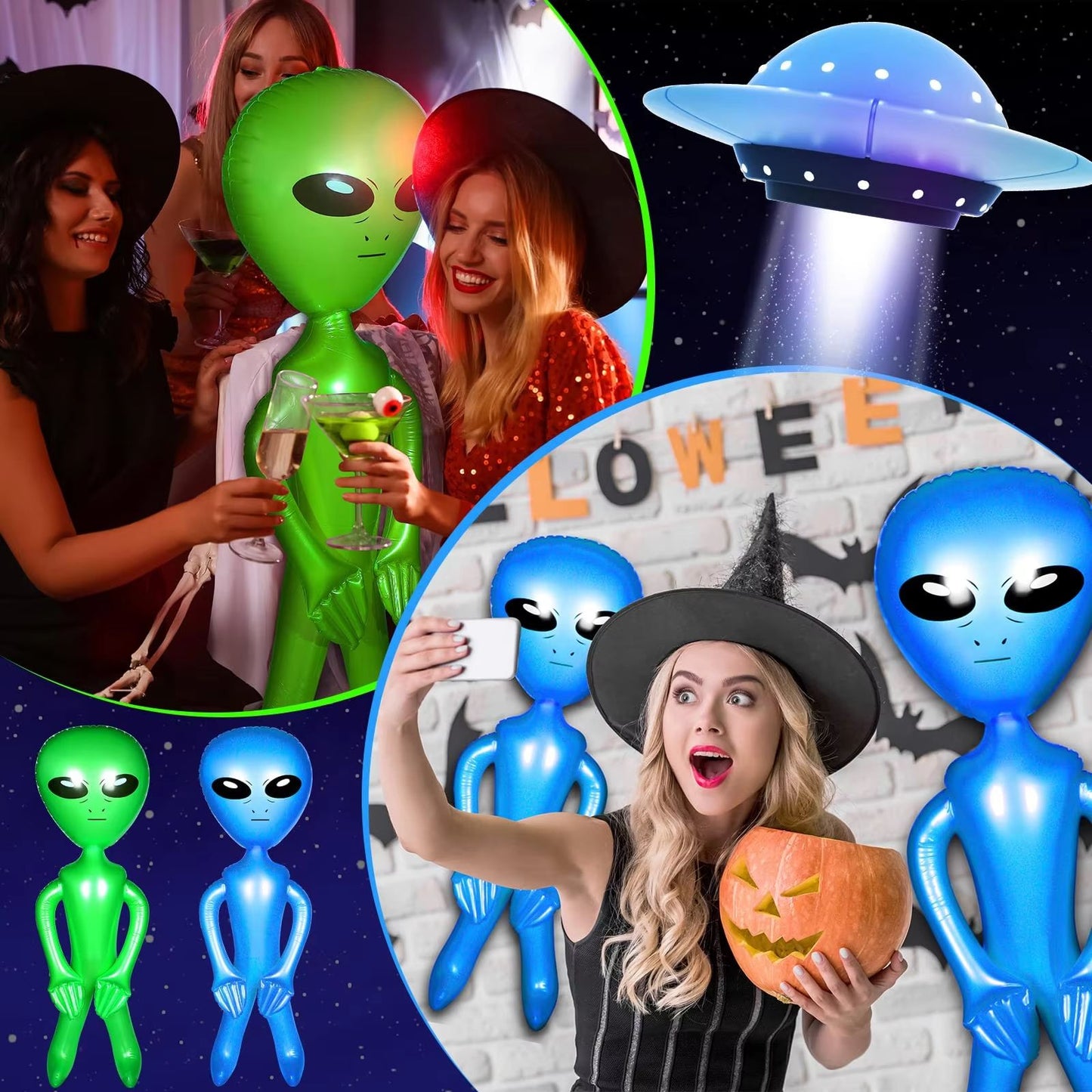CosmicFun Inflatable Alien Duo  2Pack PVC Toys For Halloween Thanksgiving  Christmas Decor 1
