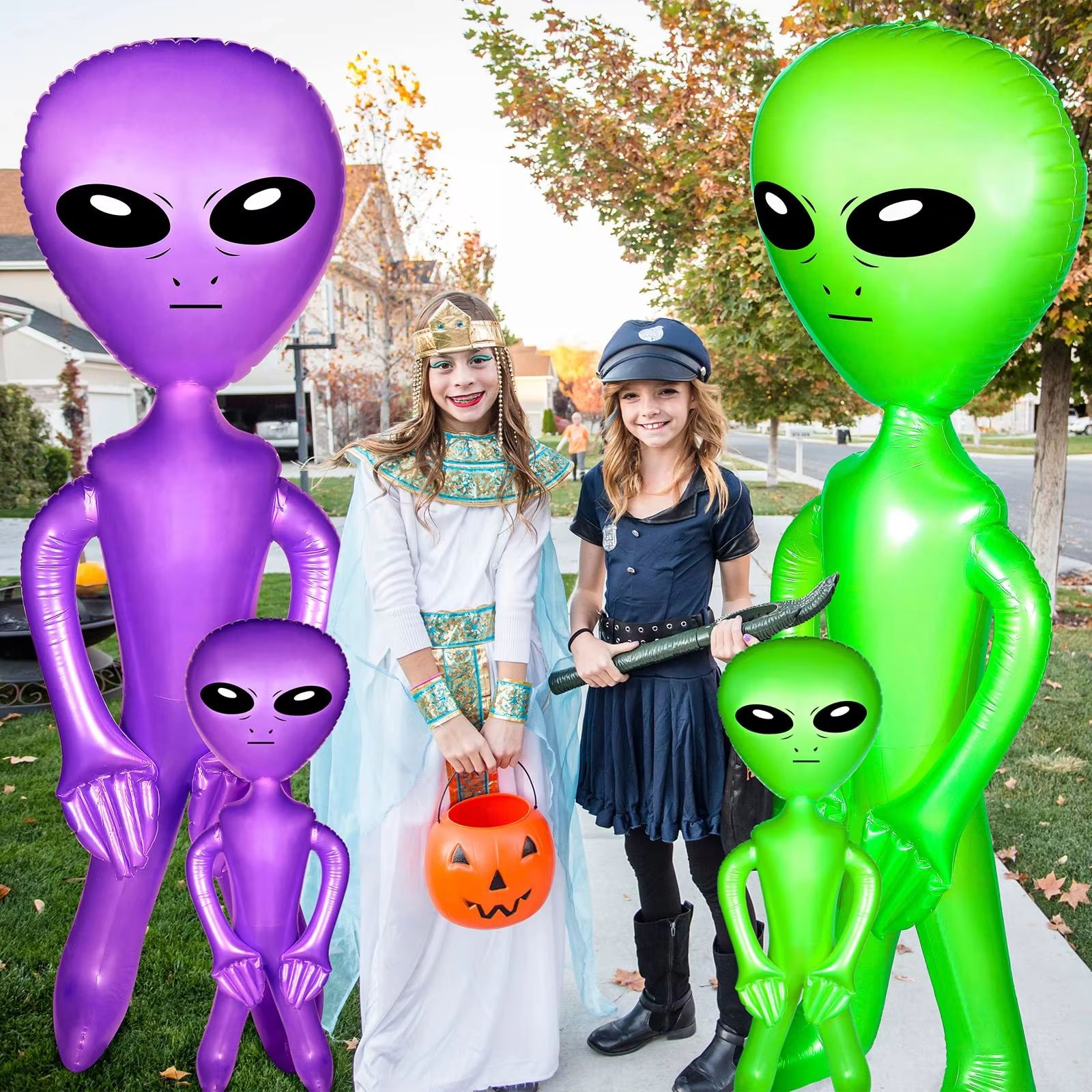 CosmicFun Inflatable Alien Duo  2Pack PVC Toys For Halloween Thanksgiving  Christmas Decor 2