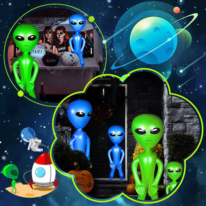 CosmicFun Inflatable Alien Duo  2Pack PVC Toys For Halloween Thanksgiving  Christmas Decor 4