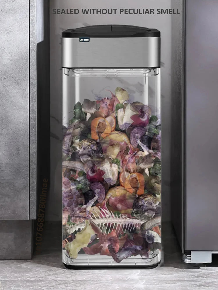 Smart Trash Can, Stainless Steel Garbage Bin, Large Kitchen Garbage Cube, Automatic Home Dustbin, Liters Wastebasket