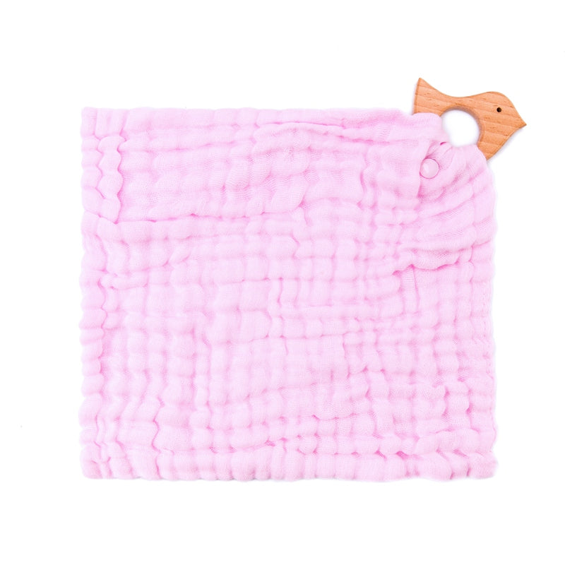 Cartoon Shape Beech Wood Animals Teether Baby Saliva Towel Baby Bibs Cotton New Baby Product Muslin 11