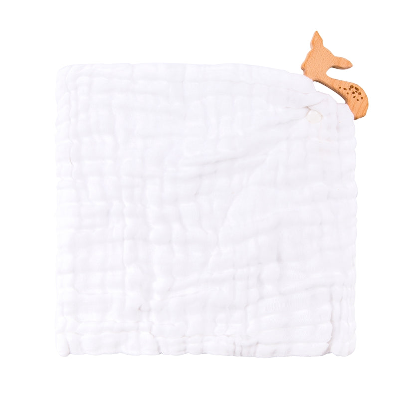 Cartoon Shape Beech Wood Animals Teether Baby Saliva Towel Baby Bibs Cotton New Baby Product Muslin 17