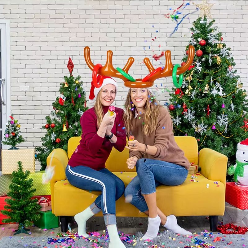 ReindeerRing Toss Inflatable Antler Game Set  2Pack With Toss Rings For Holiday Fun 1