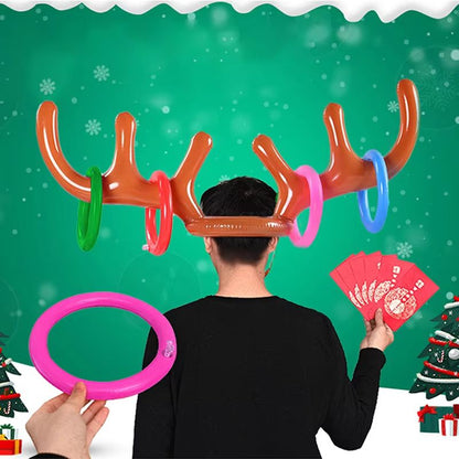 ReindeerRing Toss Inflatable Antler Game Set  2Pack With Toss Rings For Holiday Fun 4
