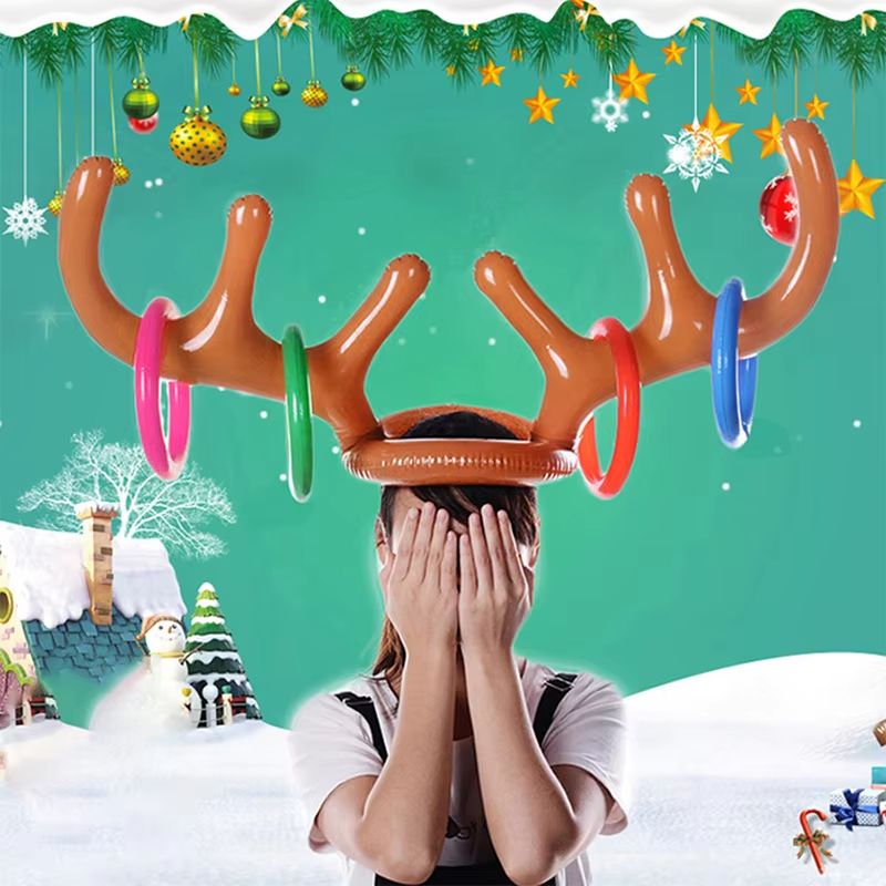 ReindeerRing Toss Inflatable Antler Game Set  2Pack With Toss Rings For Holiday Fun 5