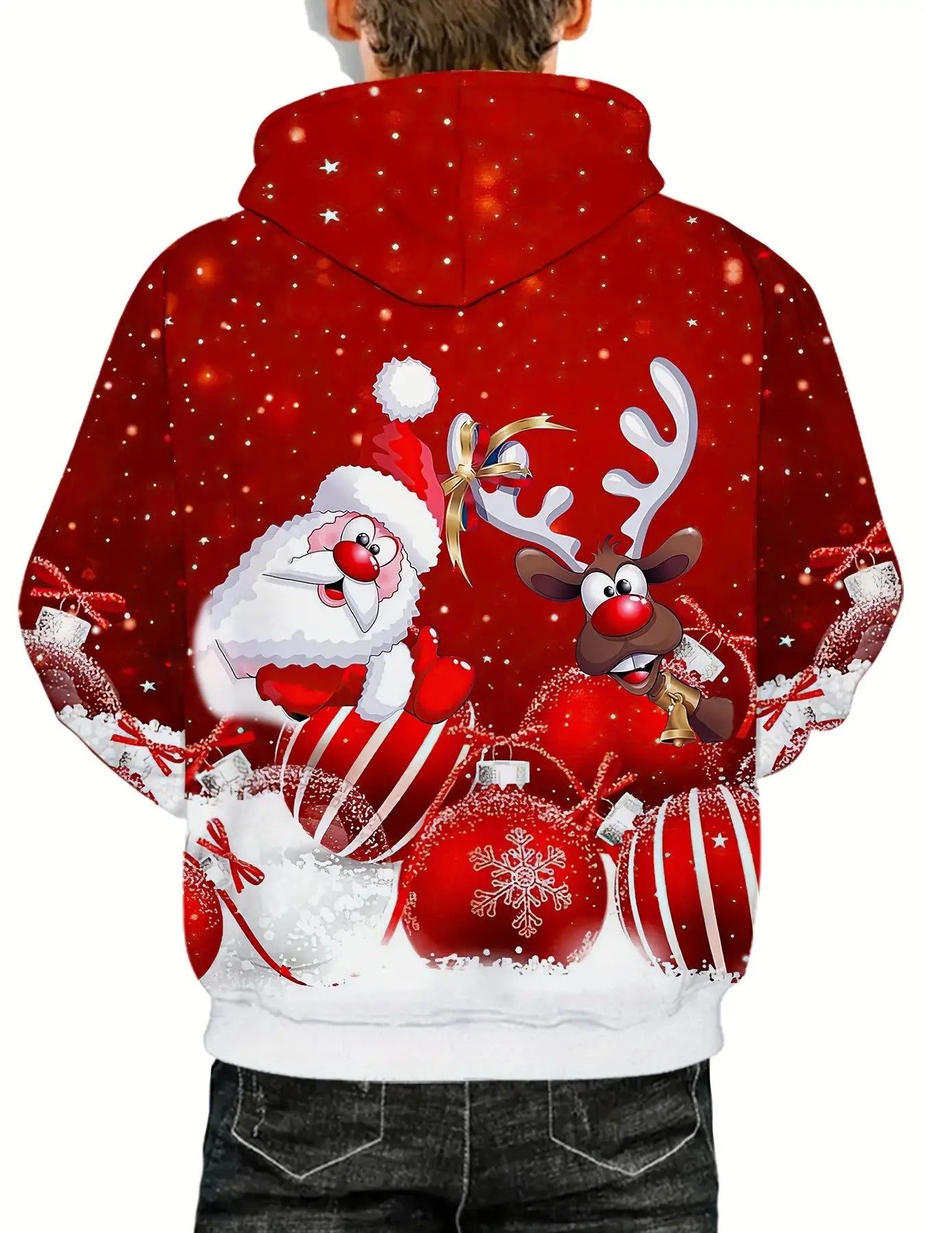 Oversized Men Clothing Hoodie Christmas Hoodie With Hood Men 3D Santa And Reindeer Print Winter Par 1