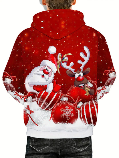 Oversized Men Clothing Hoodie Christmas Hoodie With Hood Men 3D Santa And Reindeer Print Winter Par 1