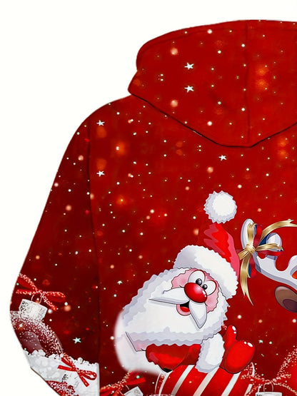 Oversized Men Clothing Hoodie Christmas Hoodie With Hood Men 3D Santa And Reindeer Print Winter Par 4