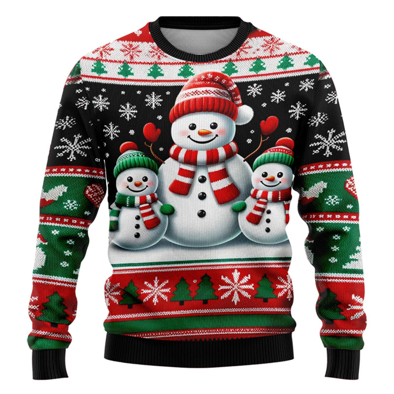 Christmas Snowman Santa Printed Men Women Xmas Sweatshirt Unisex Pullover Holiday Party Christmas S 1