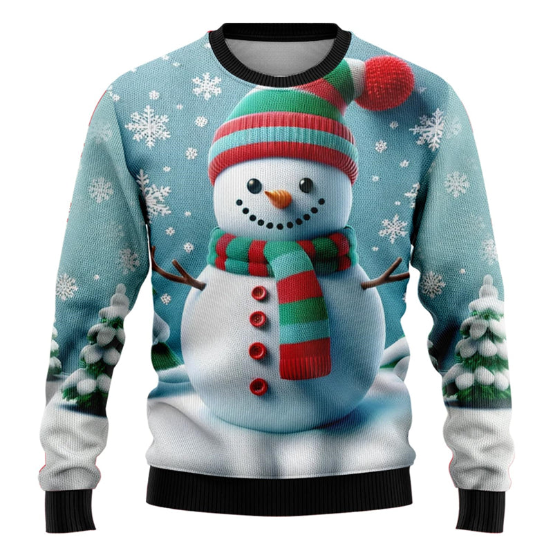 Christmas Snowman Santa Printed Men Women Xmas Sweatshirt Unisex Pullover Holiday Party Christmas S 2