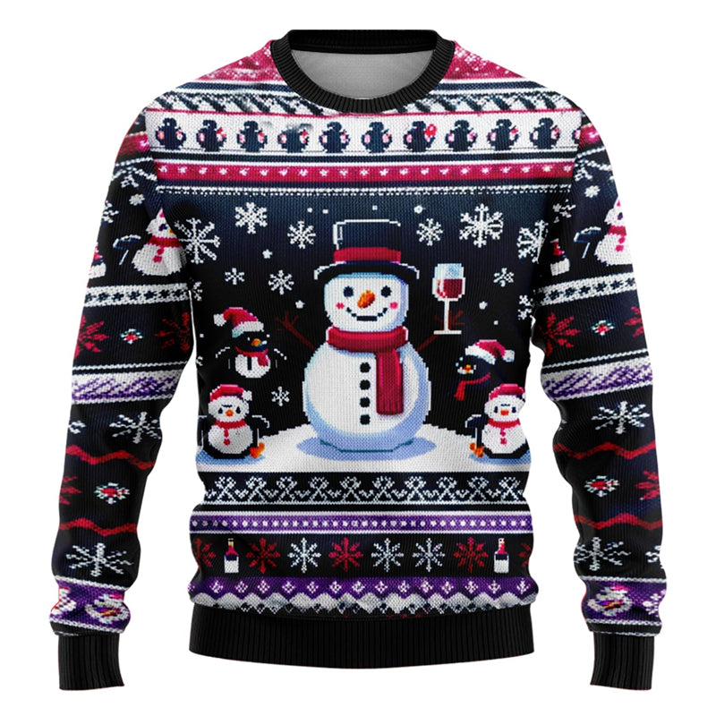 Christmas Snowman Santa Printed Men Women Xmas Sweatshirt Unisex Pullover Holiday Party Christmas S 4