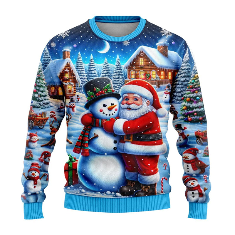 Christmas Snowman Santa Printed Men Women Xmas Sweatshirt Unisex Pullover Holiday Party Christmas S 9