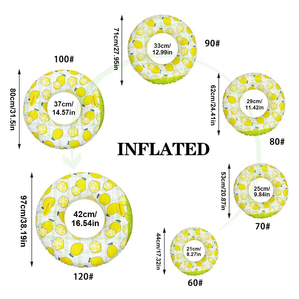 LemonSplash Inflatable Underarm Hoop  Lemon Print Inflatable Pool  Beach Floating Ring 4