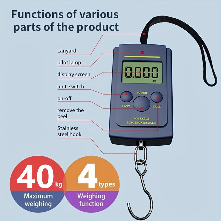 Multi Functional Mini Electronic Digital Portable Hanging Scale Weighs Tool Travel Hook Scales For  1