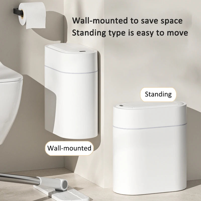 Sensor Trash Can with Lid Trash Bin Two-way Narrow Slit Toilet Garbage Bin Kitchen Automatic Bagging Adsorption