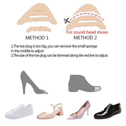Women High Heel Half Forefoot Cushion, Toe Plug Insoles Pain Relief Protector, Big Shoes Toe Front Filler Adjustment