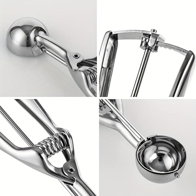 Kitchen Tools Ice Cream Spoon, Spring Handle Stainless Steel Scoop, Home Accessories Mash Potato Watermelon Ball