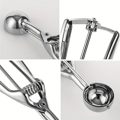 Kitchen Tools Ice Cream Spoon, Spring Handle Stainless Steel Scoop, Home Accessories Mash Potato Watermelon Ball