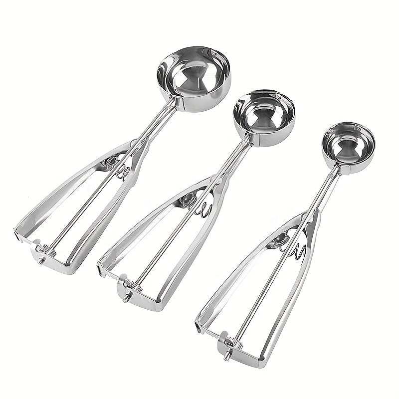 Kitchen Tools Ice Cream Spoon, Spring Handle Stainless Steel Scoop, Home Accessories Mash Potato Watermelon Ball