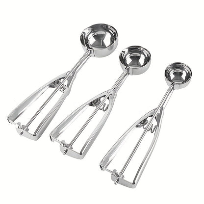 Kitchen Tools Ice Cream Spoon, Spring Handle Stainless Steel Scoop, Home Accessories Mash Potato Watermelon Ball