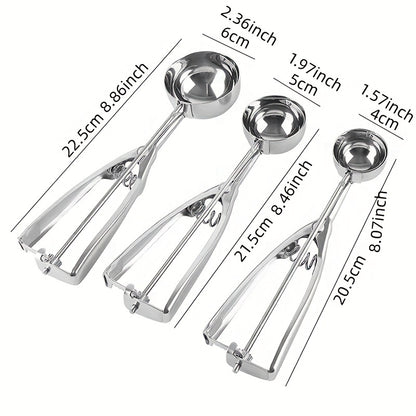 Kitchen Tools Ice Cream Spoon, Spring Handle Stainless Steel Scoop, Home Accessories Mash Potato Watermelon Ball