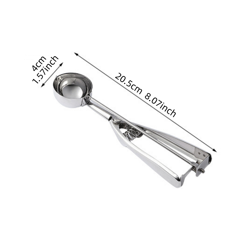 Kitchen Tools Ice Cream Spoon, Spring Handle Stainless Steel Scoop, Home Accessories Mash Potato Watermelon Ball