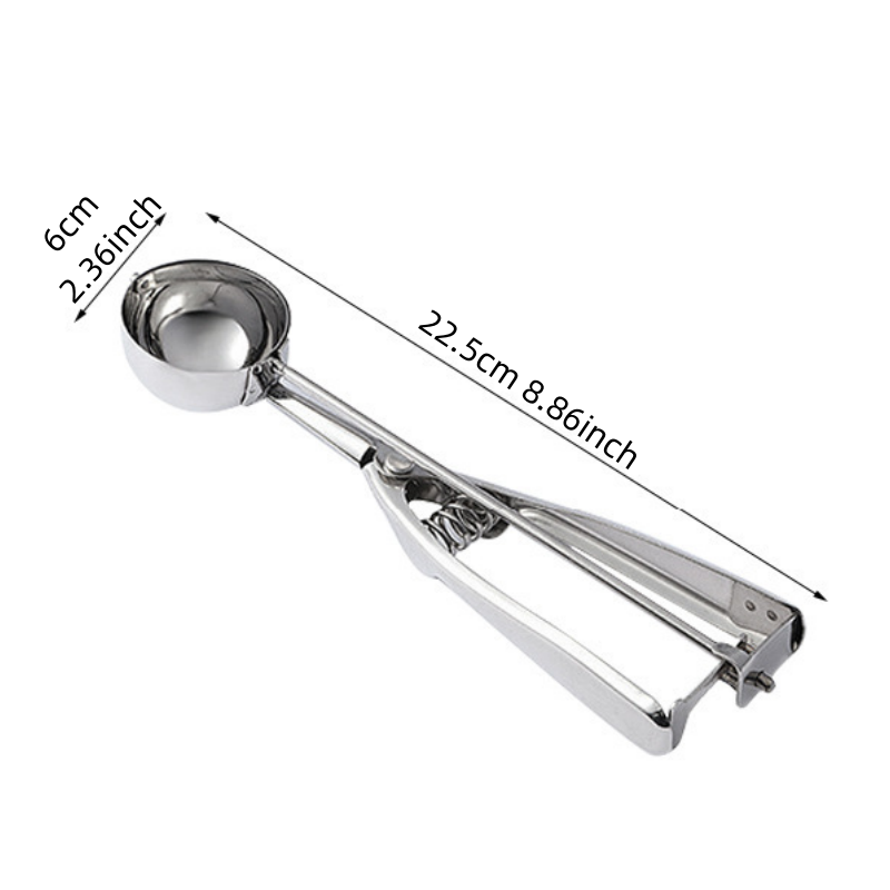 Kitchen Tools Ice Cream Spoon, Spring Handle Stainless Steel Scoop, Home Accessories Mash Potato Watermelon Ball