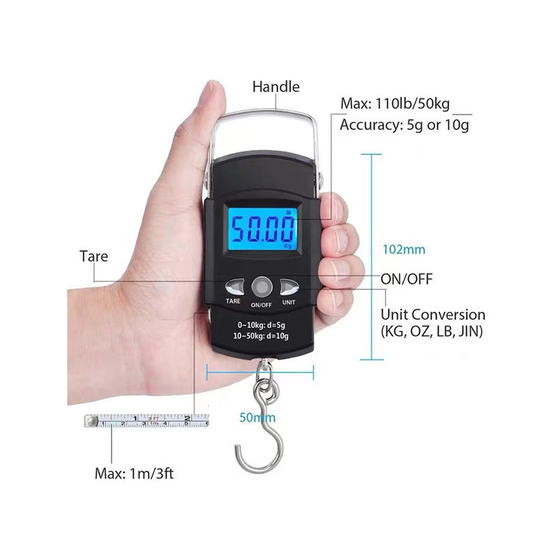 Electronic Scale Blue Back Light LCD Display Measuring Rule Tape Digital Fishing Hanging Hook Scale 1