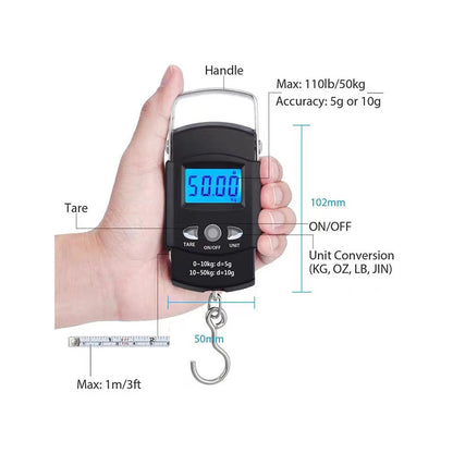Electronic Scale Blue Back Light LCD Display Measuring Rule Tape Digital Fishing Hanging Hook Scale 1