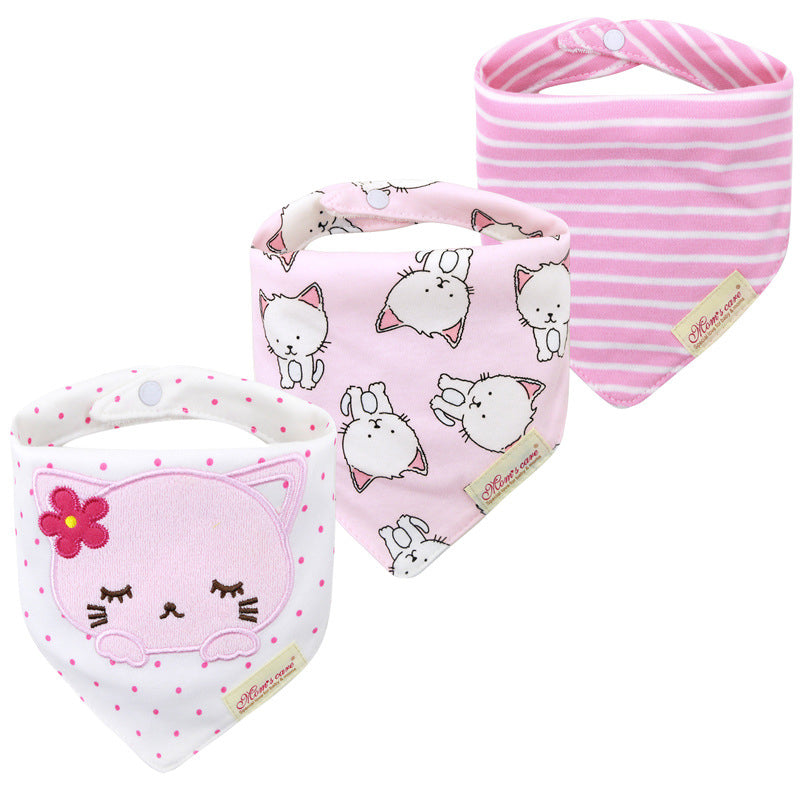 Childrens Bib Set Three Piece Baby Saliva Towel Bibs Dribble Ons Soft Boys And Girls Triangular Tow 5