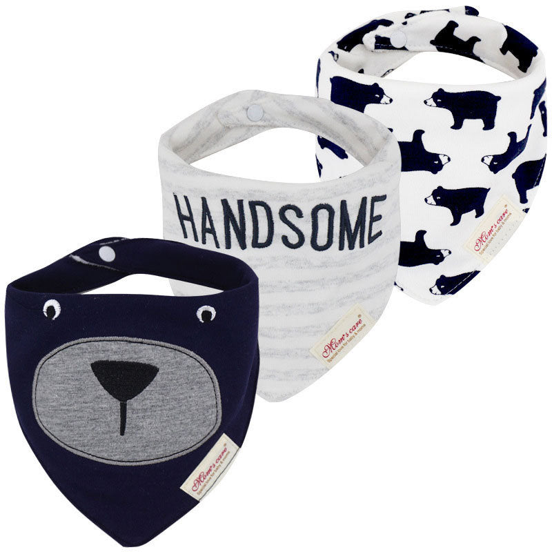 Childrens Bib Set Three Piece Baby Saliva Towel Bibs Dribble Ons Soft Boys And Girls Triangular Tow 4