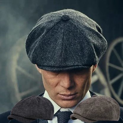 Vintage Luxury Unisex, High Quality Winter Retro British Style, New Octagonal Flat Cap, Cotton Ascot Caps Beanie