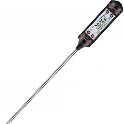 LCD Touchscreen Timer Smart Digital Meat Thermometer with Probe for BBQ Grill, Food Temperature Gauge Oven Cooking